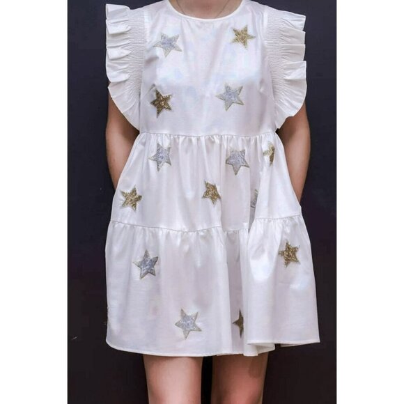 Sweet Southern Belle Star Patch Dress in Ivory Pearl - Picture 4 of 4